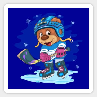 Teddy Bear Hockey Sticker